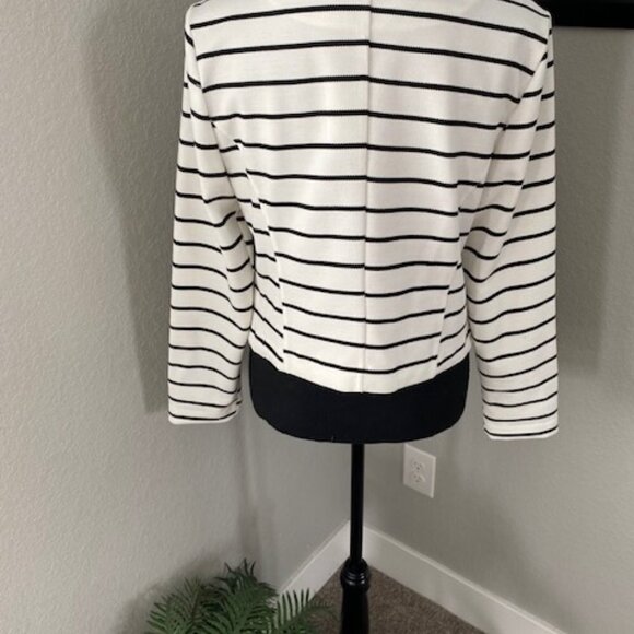 NWT Bagatelle Aysmmetrical Draped Lapel Striped Knit Moto Jacket PM - Picture 10 of 16